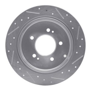 Hyundai AZERA Brake Rotor (1) - Rear Left - R1 Concepts - Drilled & Slotted - Silver - `06-`09